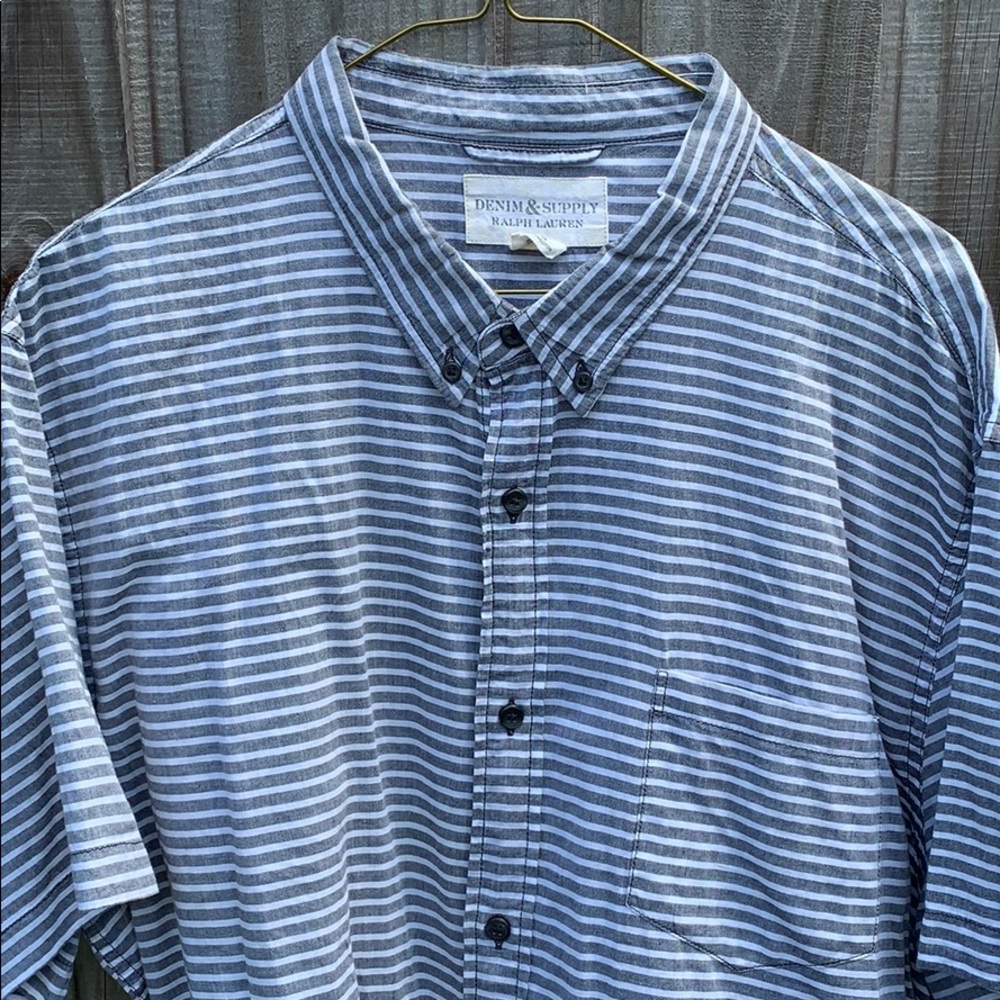 Men’s button up camp shirt RL XXl stripe